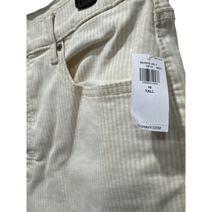 Old Navy Women's Extra High-Rise Sky-Hi Straight Jeans Size 16 Tall Beige & White Striped