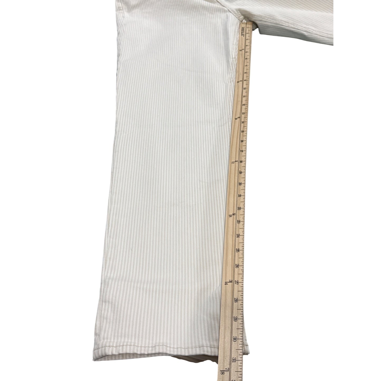 Old Navy Women's Extra High-Rise Sky-Hi Straight Jeans Size 16 Tall Beige & White Striped