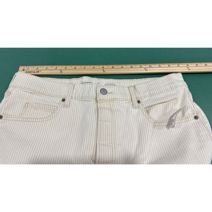 Old Navy Women's Extra High-Rise Sky-Hi Straight Jeans Size 16 Tall Beige & White Striped