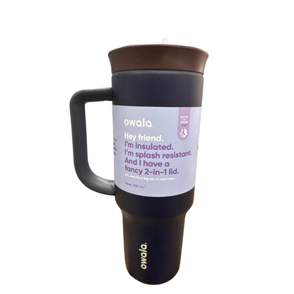 Owala 40oz Insulated Travel Tumbler With Handle & Straw 2-In-1 Lid Splash Resistant BPA-Free Purple & Brown