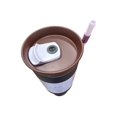 Owala 40oz Insulated Travel Tumbler With Handle & Straw 2-In-1 Lid Splash Resistant BPA-Free Purple & Brown