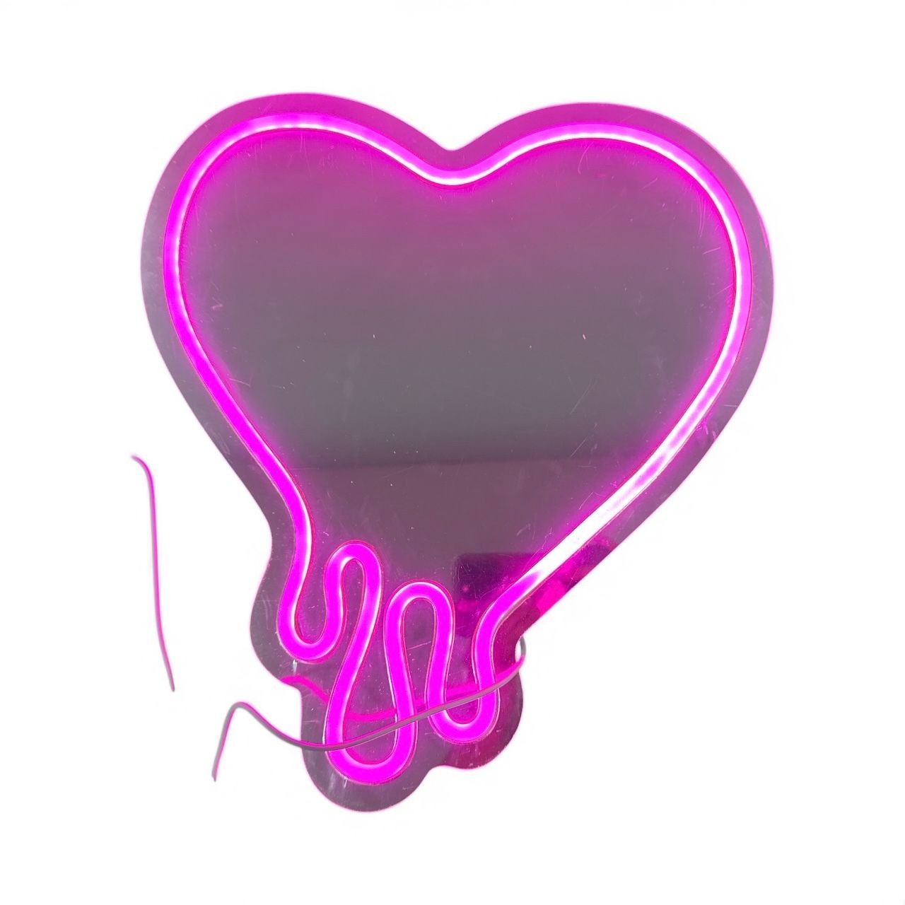 Drippy Heart Light Up Neon Wall Mirror USB-Powered LED Wall Hanging 12.7"x14"