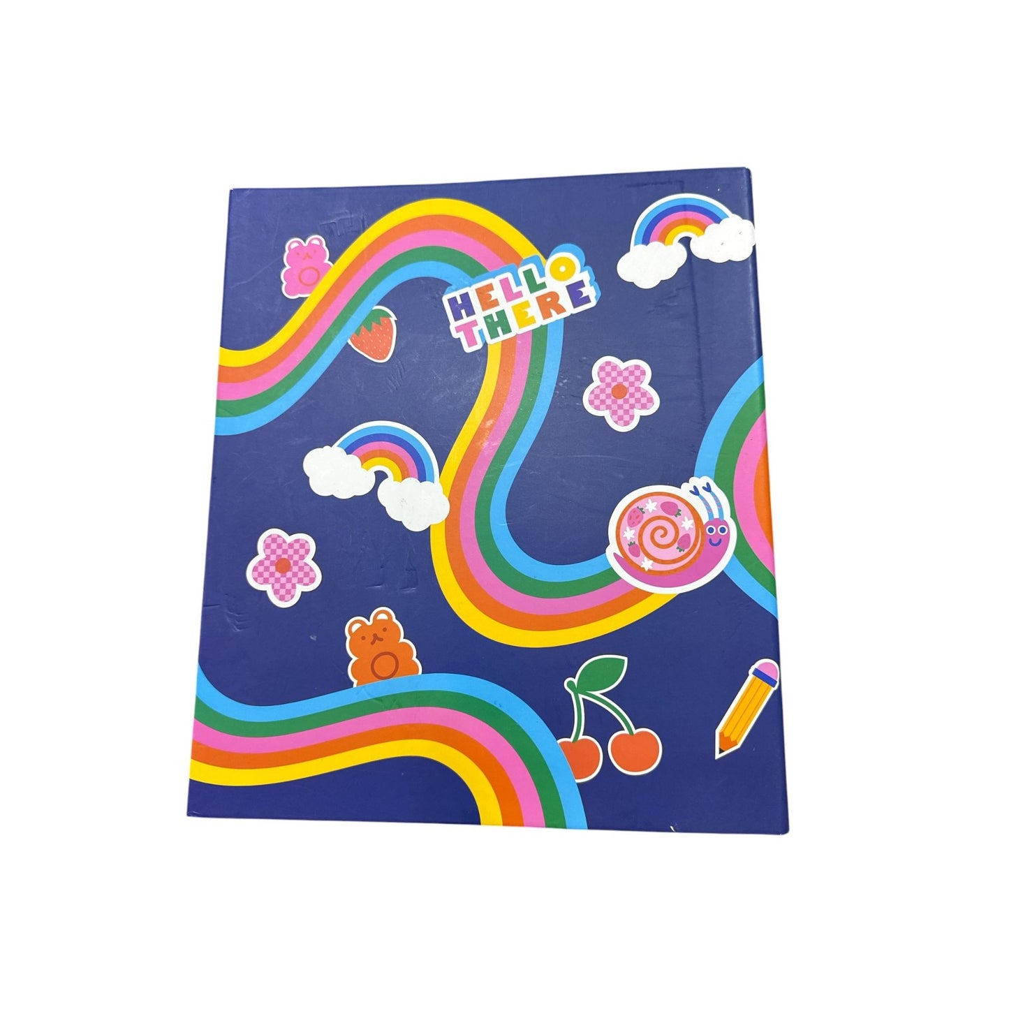 Set of 6 Colorful Eco-Friendly Stationery Set: Binder, Binder Pouch Pockets, Pouch, Note Pads & Fun Sticker Patches