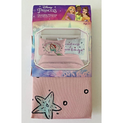 Disney Princess Reversible Pillowcase 20" X 30" Ariel & Inspirational Design Age 3+