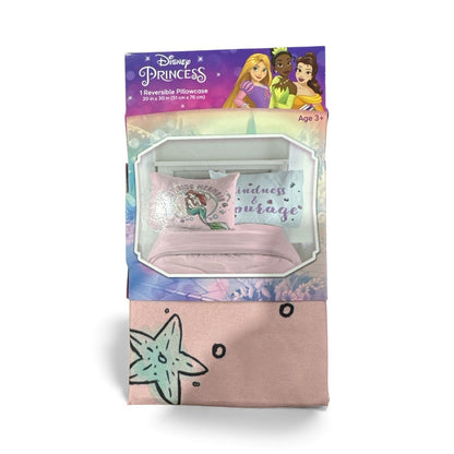 Disney Princess Reversible Pillowcase 20" X 30" Ariel & Inspirational Design Age 3+