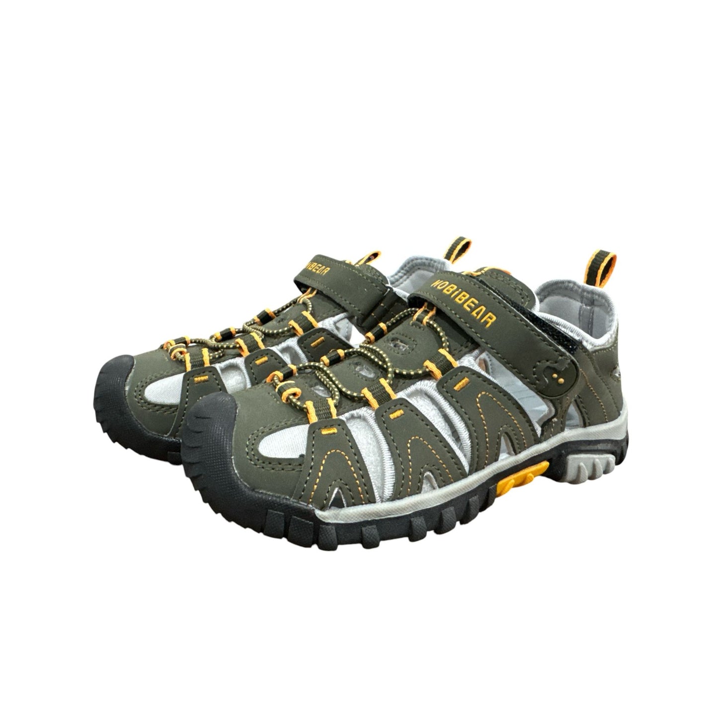 Hobibear Boys Outdoor Sports Sandals For Hiking and Water Size 33 (US 1.5) Green & Yellow Accents