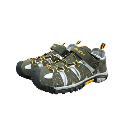 Hobibear Boys Outdoor Sports Sandals For Hiking and Water Size 33 (US 1.5) Green & Yellow Accents
