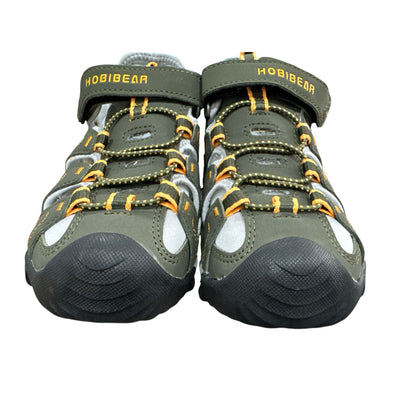 Hobibear Boys Outdoor Sports Sandals For Hiking and Water Size 33 (US 1.5) Green & Yellow Accents