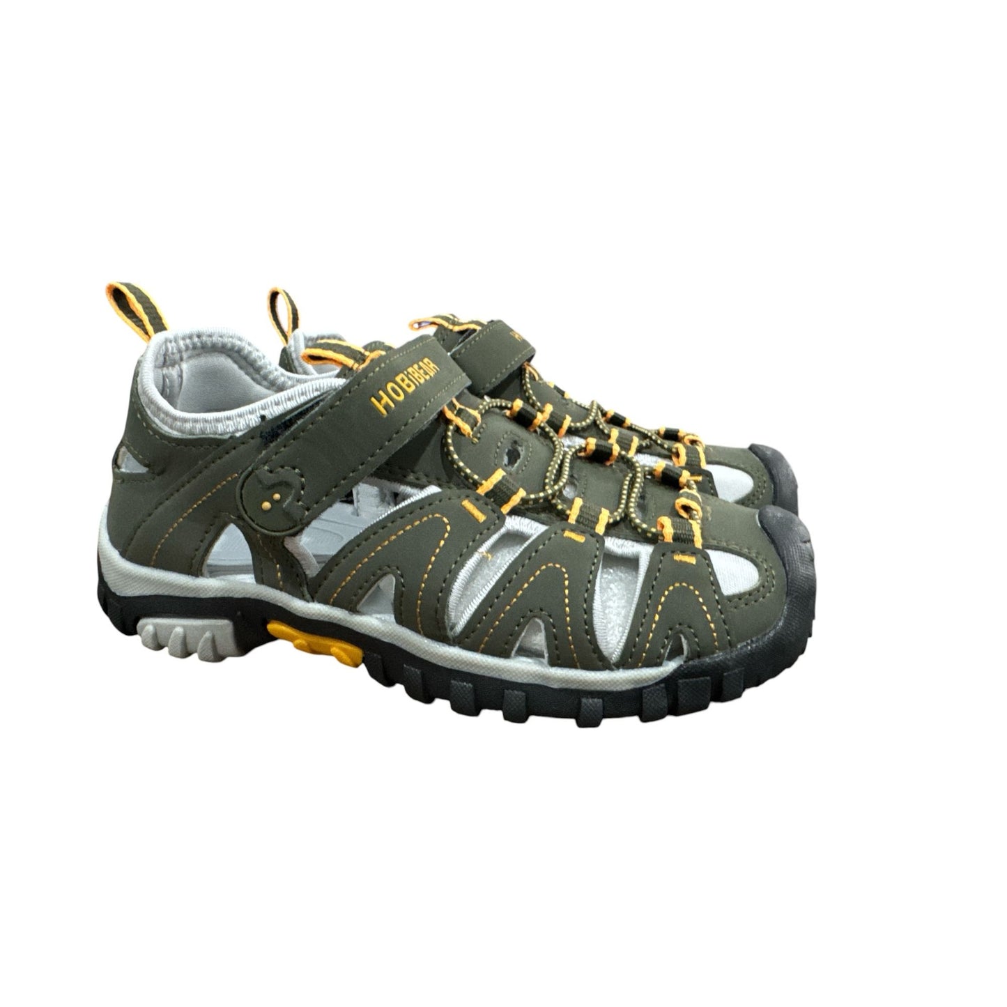 Hobibear Boys Outdoor Sports Sandals For Hiking and Water Size 33 (US 1.5) Green & Yellow Accents