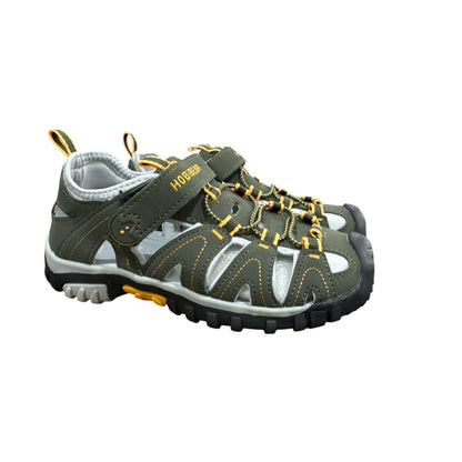 Hobibear Boys Outdoor Sports Sandals For Hiking and Water Size 33 (US 1.5) Green & Yellow Accents