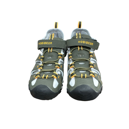 Hobibear Boys Outdoor Sports Sandals For Hiking and Water Size 33 (US 1.5) Green & Yellow Accents