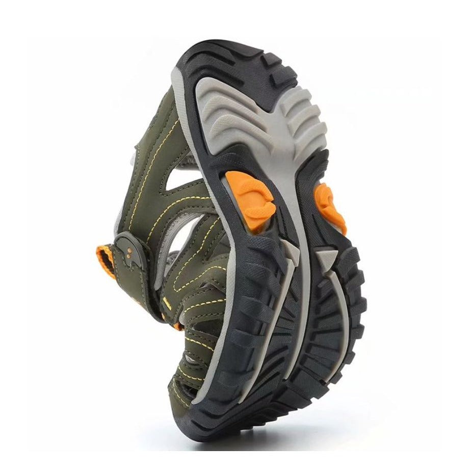 Hobibear Boys Outdoor Sports Sandals For Hiking and Water Size 33 (US 1.5) Green & Yellow Accents
