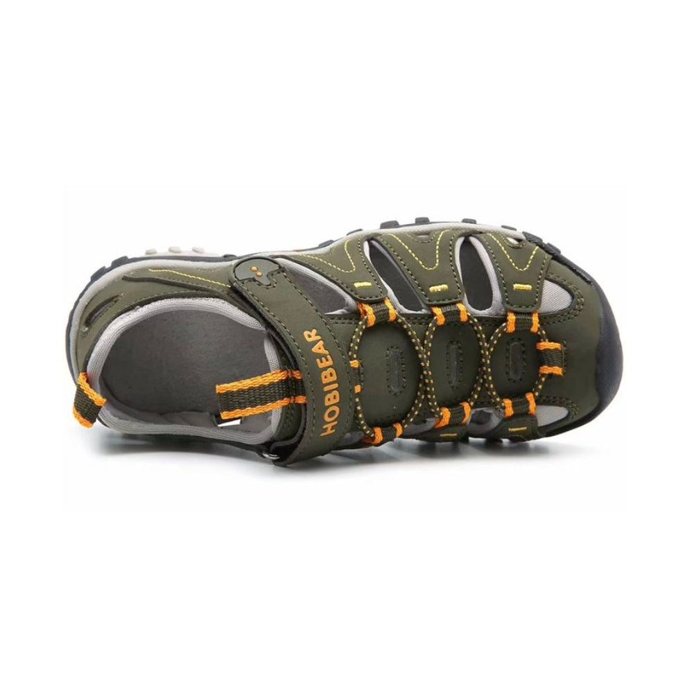 Hobibear Boys Outdoor Sports Sandals For Hiking and Water Size 33 (US 1.5) Green & Yellow Accents