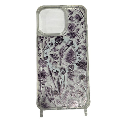 Floral Clear Phone Case With Adjustable Strap For iPhone 15 Pro Max Slim Design Protective Cover