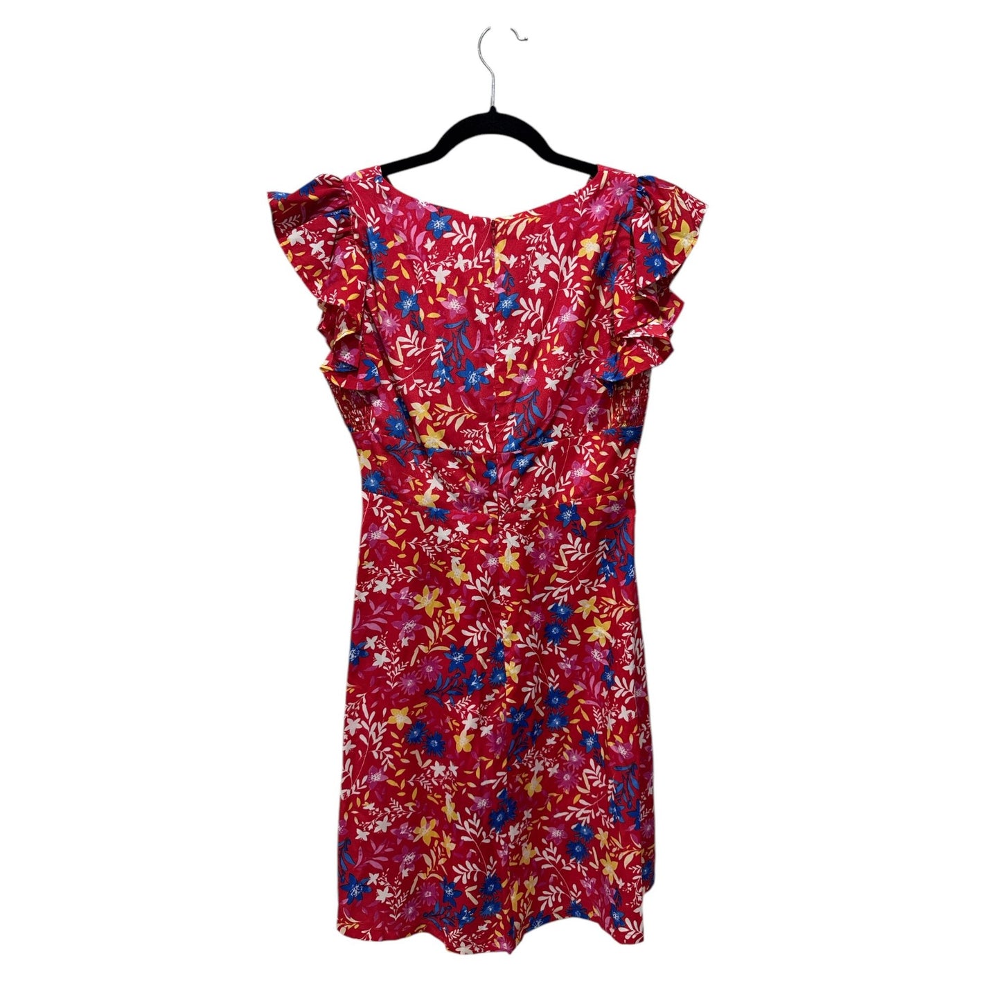 Eliza J Women's Floral Print Red Dress With Ruffle Sleeves Size 4 MSRP $138