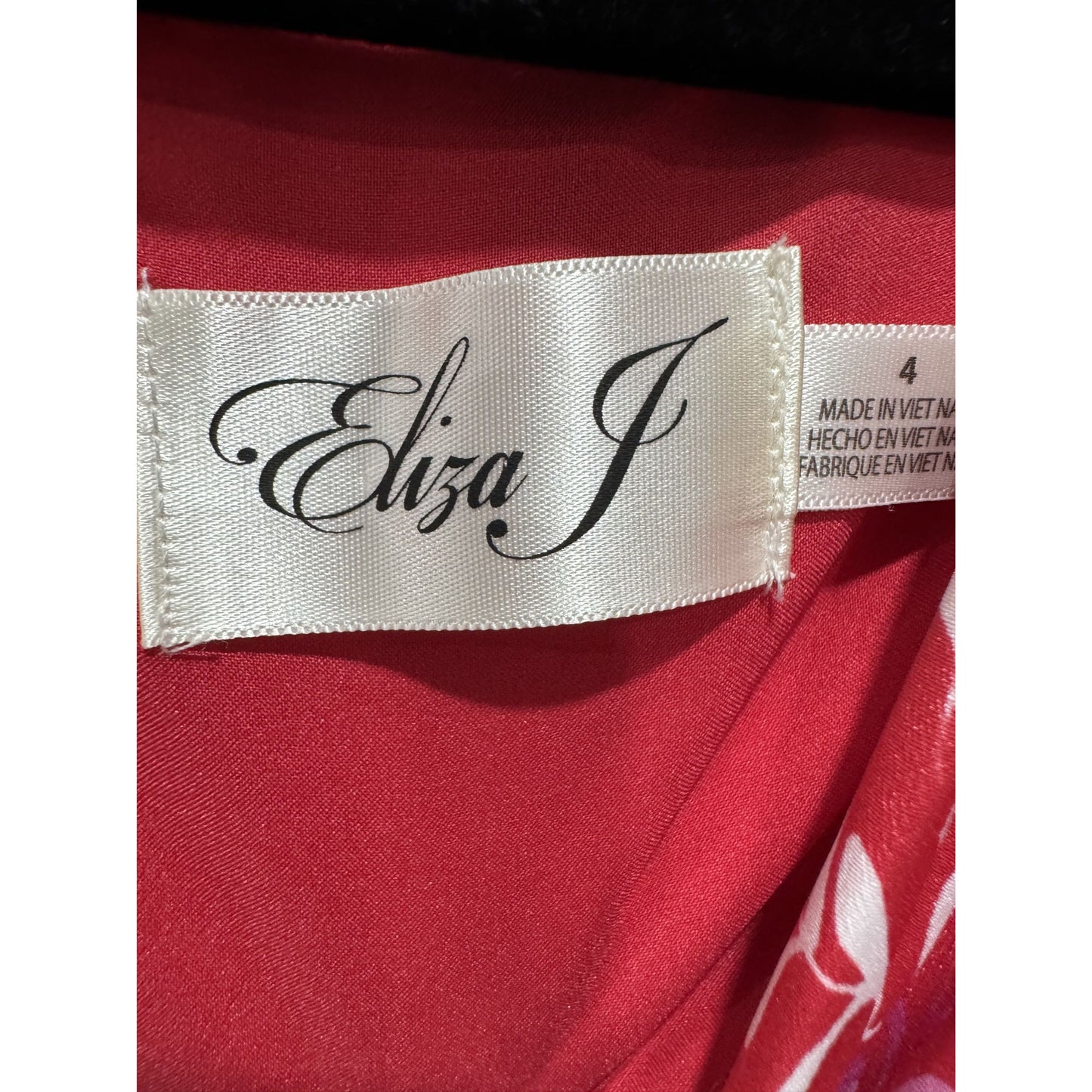 Eliza J Women's Floral Print Red Dress With Ruffle Sleeves Size 4 MSRP $138