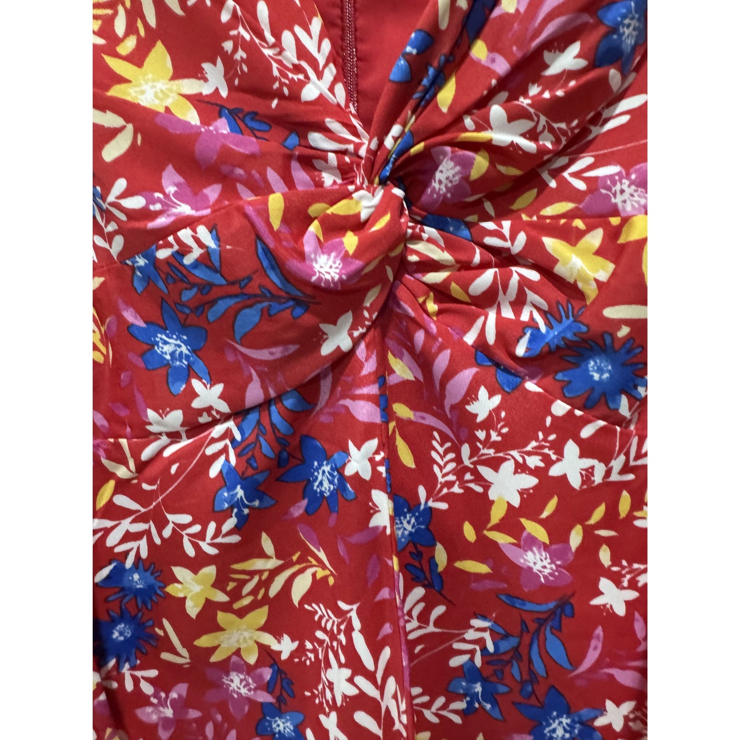 Eliza J Women's Floral Print Red Dress With Ruffle Sleeves Size 4 MSRP $138
