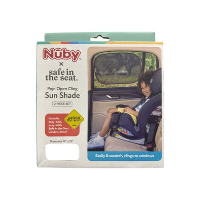 Nuby Pop-Open Cling Sun Shade 2-Piece Set 14" x 21" Easy-Peel Decal UV Protection Universal Fit For Car Windows