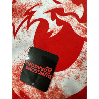 Dungeons & Dragons Red Throw Pillow With Distressed White Dragon Design