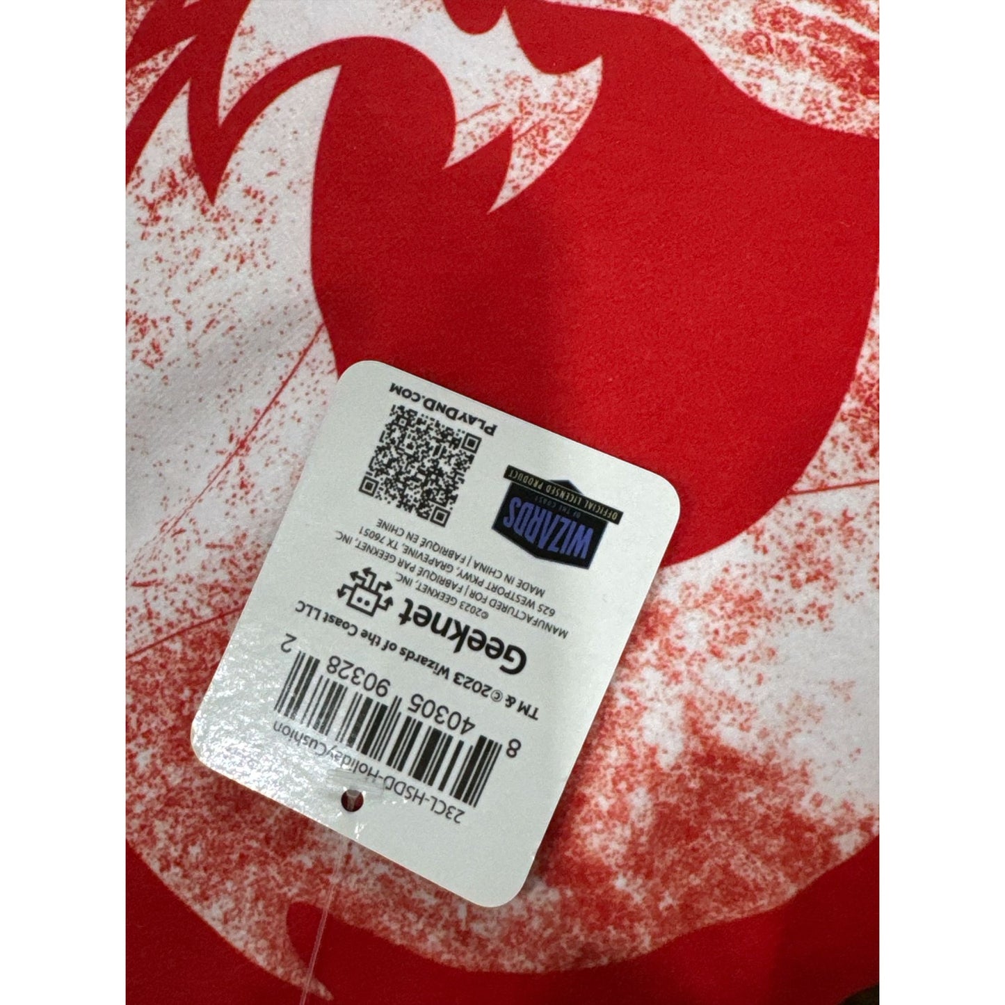 Dungeons & Dragons Red Throw Pillow With Distressed White Dragon Design