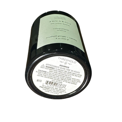 Aquarius Zodiac Candle With Crushed Ginger & Vanilla Scent 8 Oz By Threshold