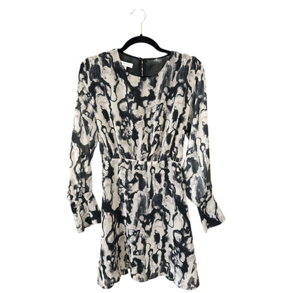 Topshop Tie-Dye Print Long-Sleeve Mini Dress Black & White US 2 UK 6 EU 34