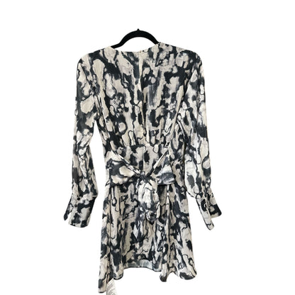 Topshop Tie-Dye Print Long-Sleeve Mini Dress Black & White US 2 UK 6 EU 34