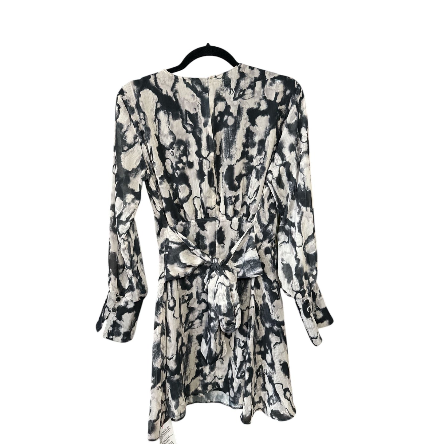 Topshop Tie-Dye Print Long-Sleeve Mini Dress Black & White US 2 UK 6 EU 34