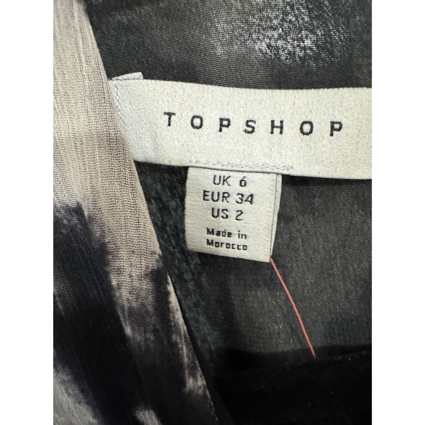 Topshop Tie-Dye Print Long-Sleeve Mini Dress Black & White US 2 UK 6 EU 34