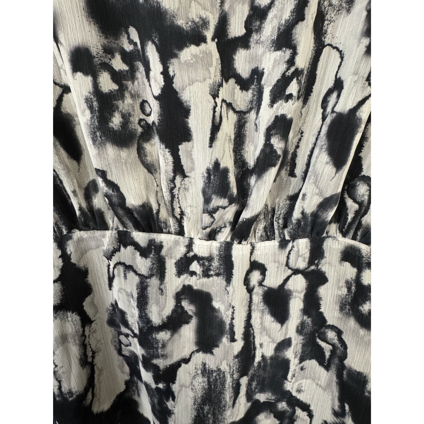 Topshop Tie-Dye Print Long-Sleeve Mini Dress Black & White US 2 UK 6 EU 34