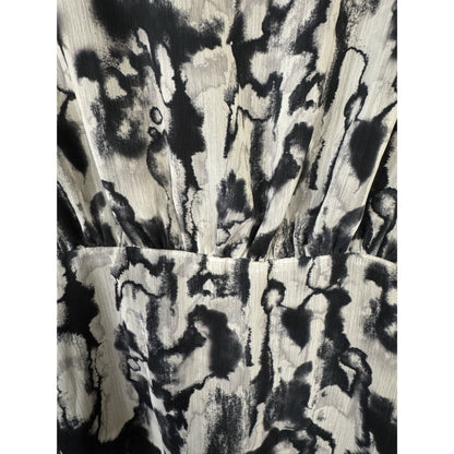 Topshop Tie-Dye Print Long-Sleeve Mini Dress Black & White US 2 UK 6 EU 34