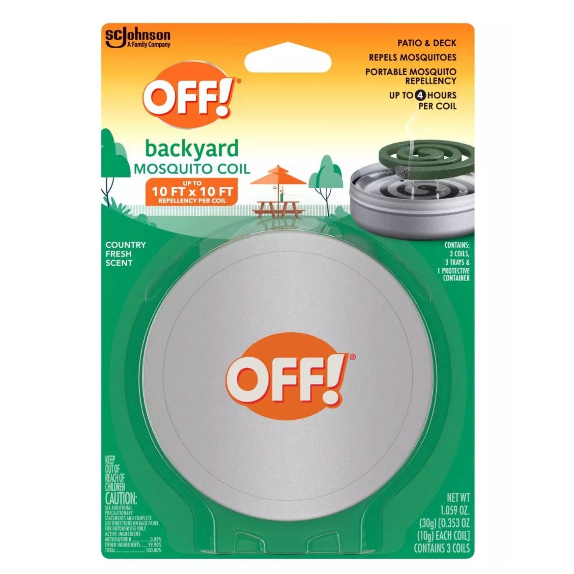 OFF! Backyard Mosquito Coil Portable Repellent With Reusable Metal Container Country Fresh Scent 10 Ft Coverage 4 Hours Each Coil