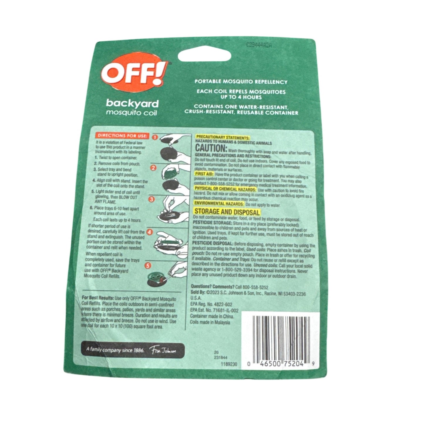 OFF! Backyard Mosquito Coil Portable Repellent With Reusable Metal Container Country Fresh Scent 10 Ft Coverage 4 Hours Each Coil