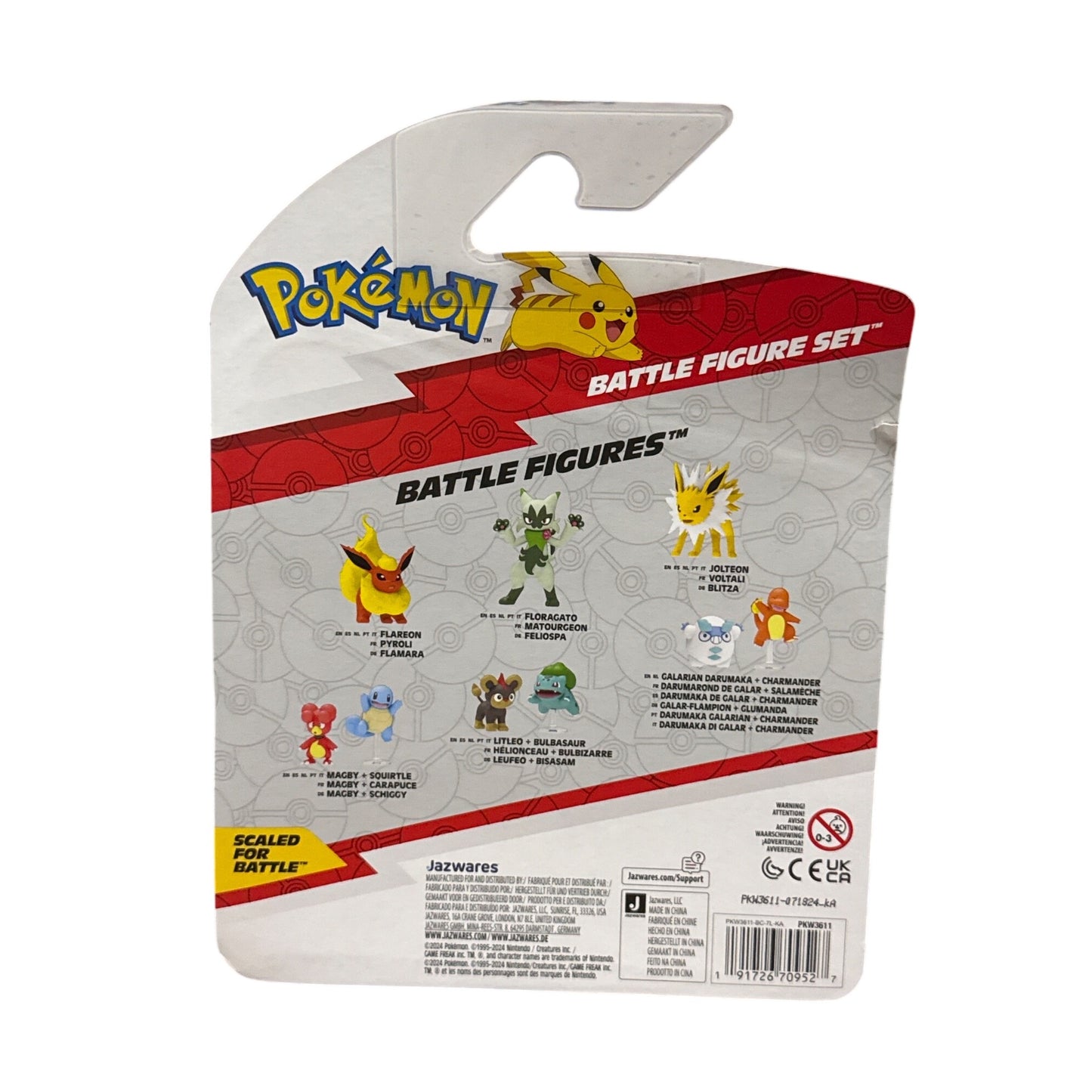 Pokemon Battle Figure Set Flareon Vanillite Pikachu Articulated Figures 4+ Jazwares Sealed