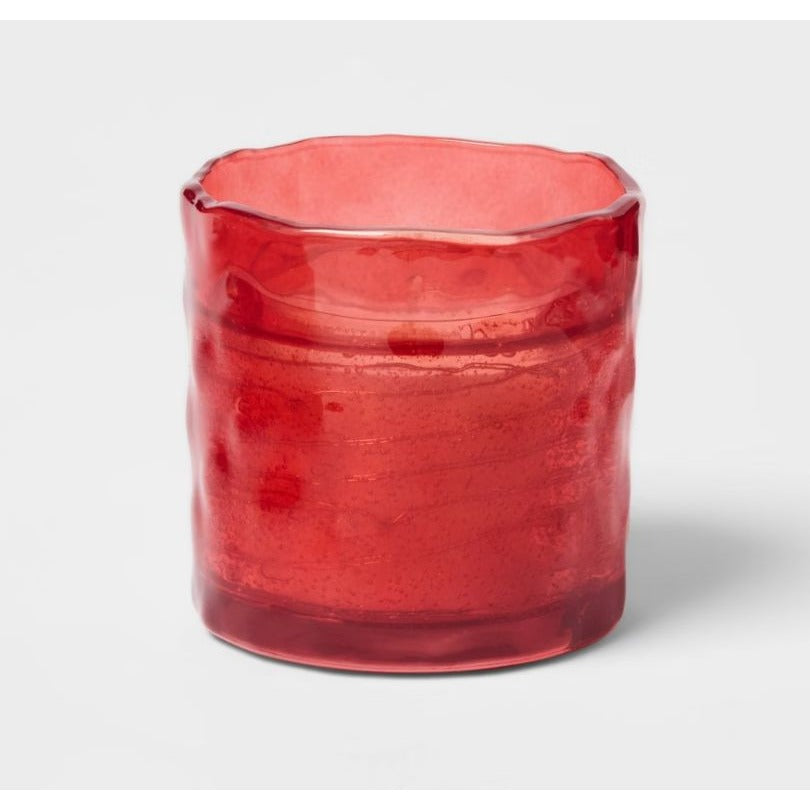 Hibiscus Al Fresco & Citronella LED Scented Candle In Red Glass Holder 3.5 Oz By Threshold
