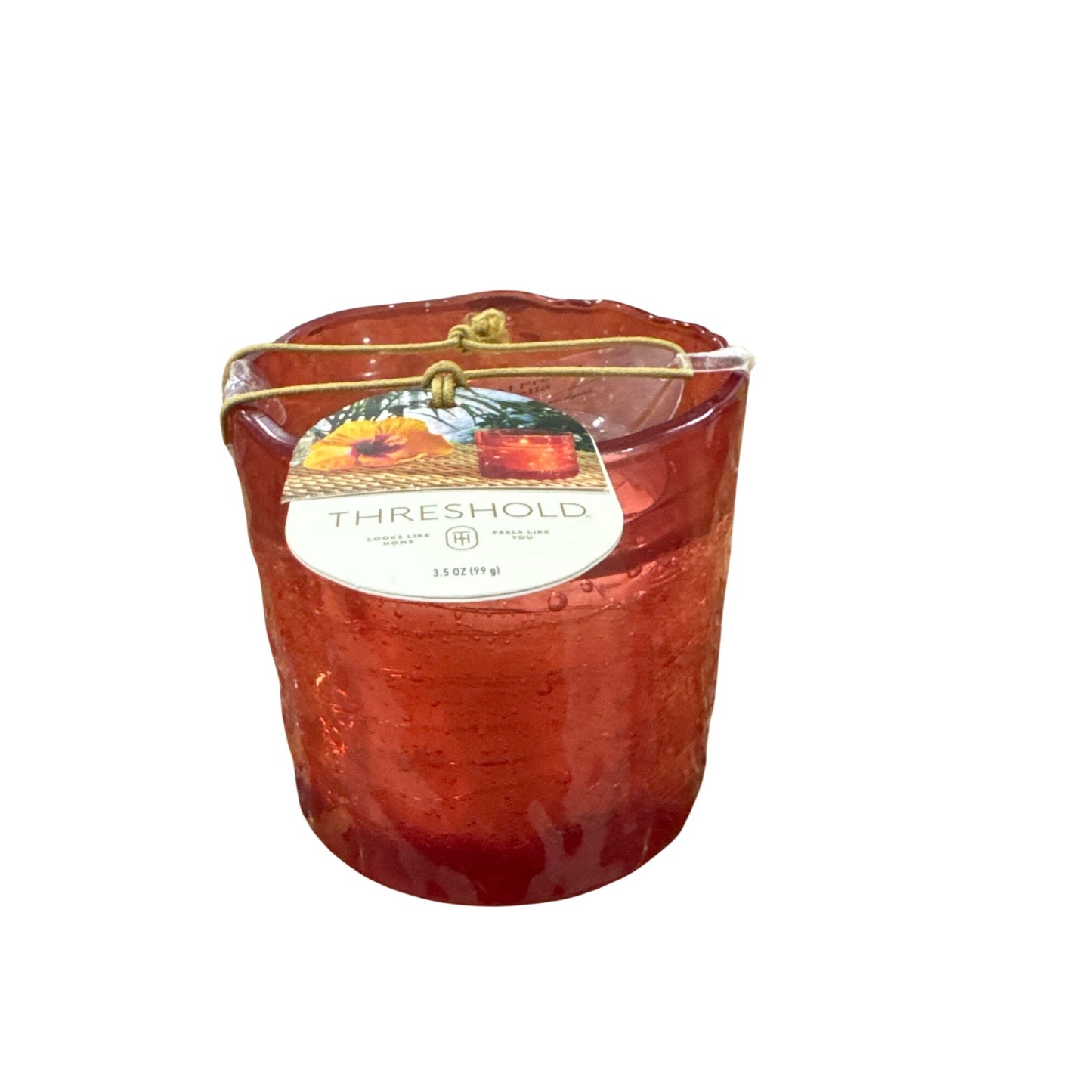 Hibiscus Al Fresco & Citronella LED Scented Candle In Red Glass Holder 3.5 Oz By Threshold