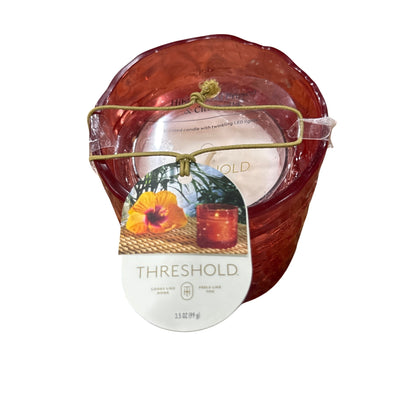 Hibiscus Al Fresco & Citronella LED Scented Candle In Red Glass Holder 3.5 Oz By Threshold