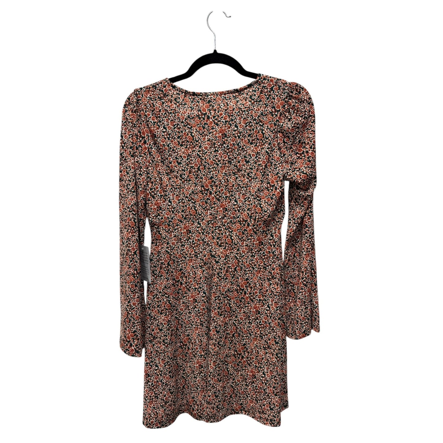Lush Floral Print Long Sleeve Wrap Dress V-Neck Medium Autumn Colors Boho Chic Style