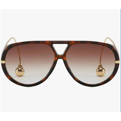 Willochra Oversized Aviator Sunglasses With Adjustable Wire Temples, Tortoise Frame, Gradient Lenses, and Gold Detailing