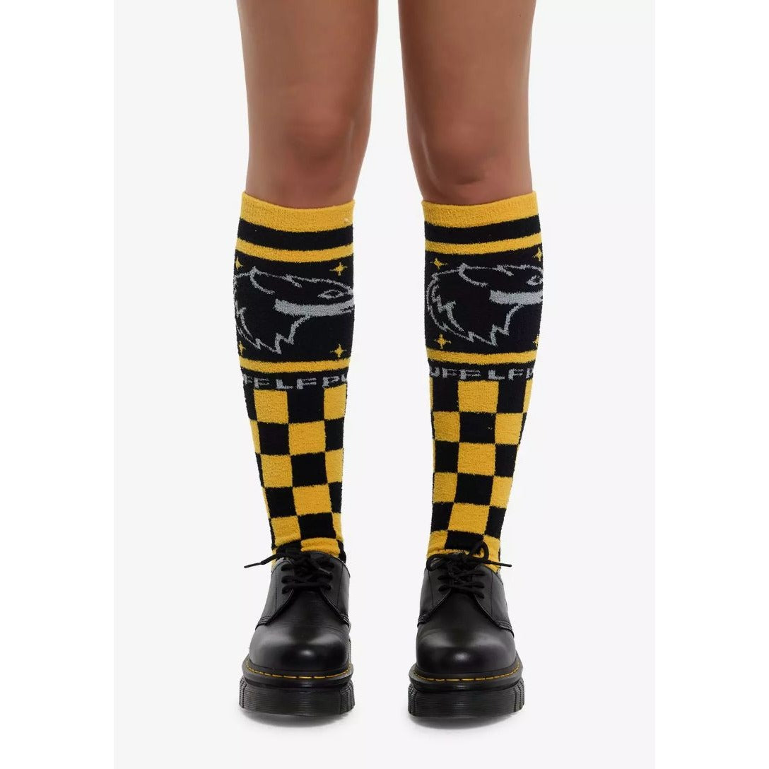 Harry Potter Hufflepuff Knee-High Socks Black & Yellow Checkered Design
