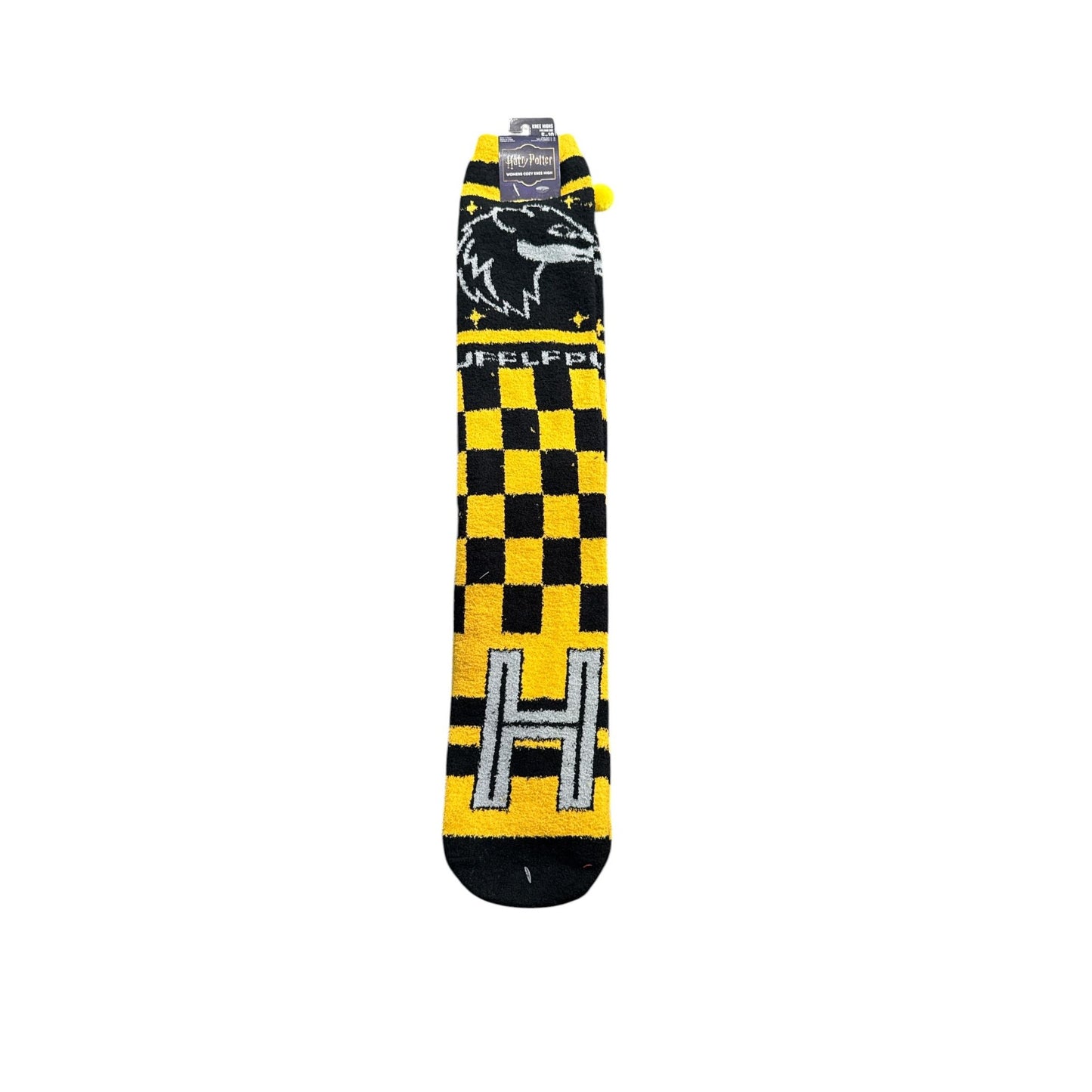Harry Potter Hufflepuff Knee-High Socks Black & Yellow Checkered Design