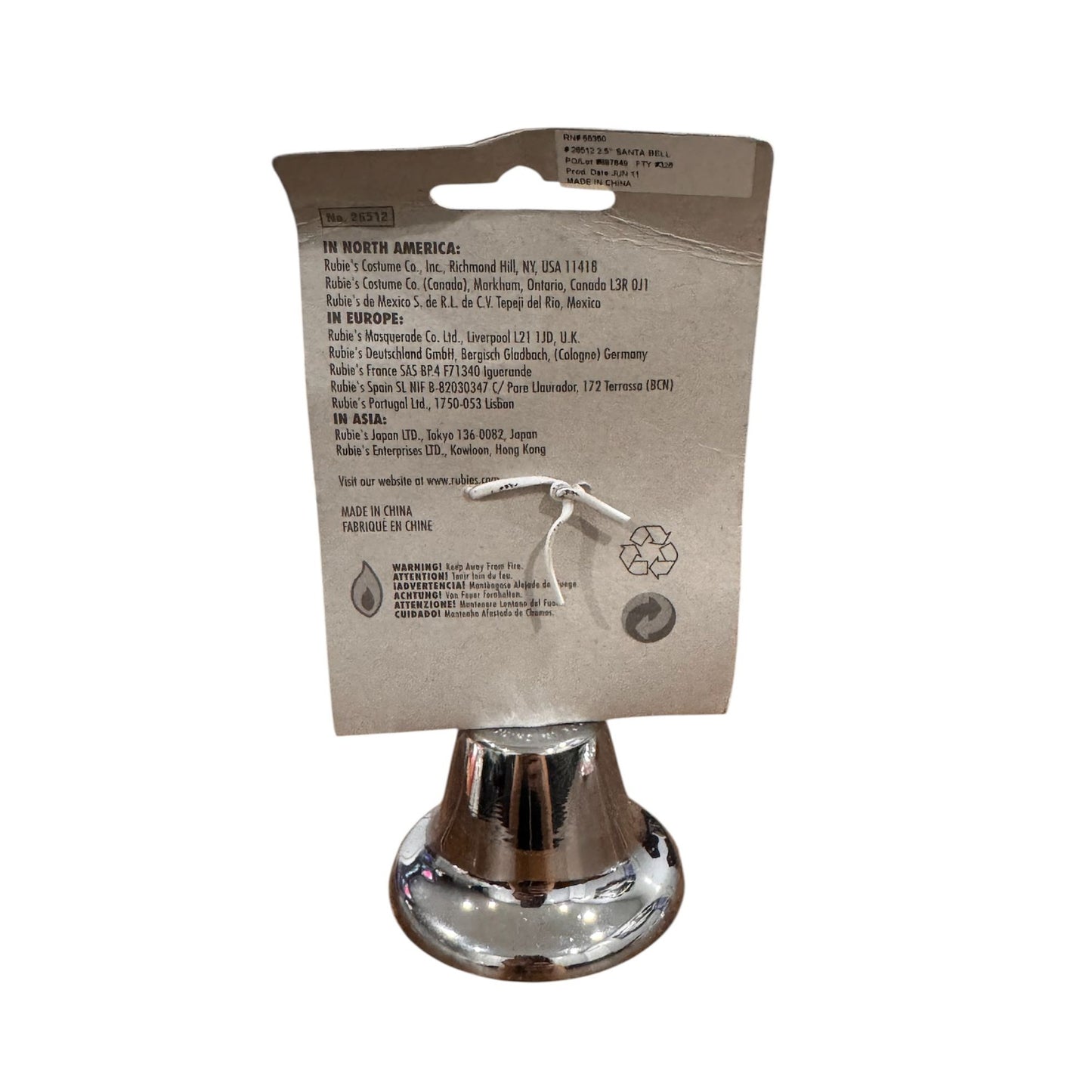 2.5" Christmas Bell With Black Handle By Rubies