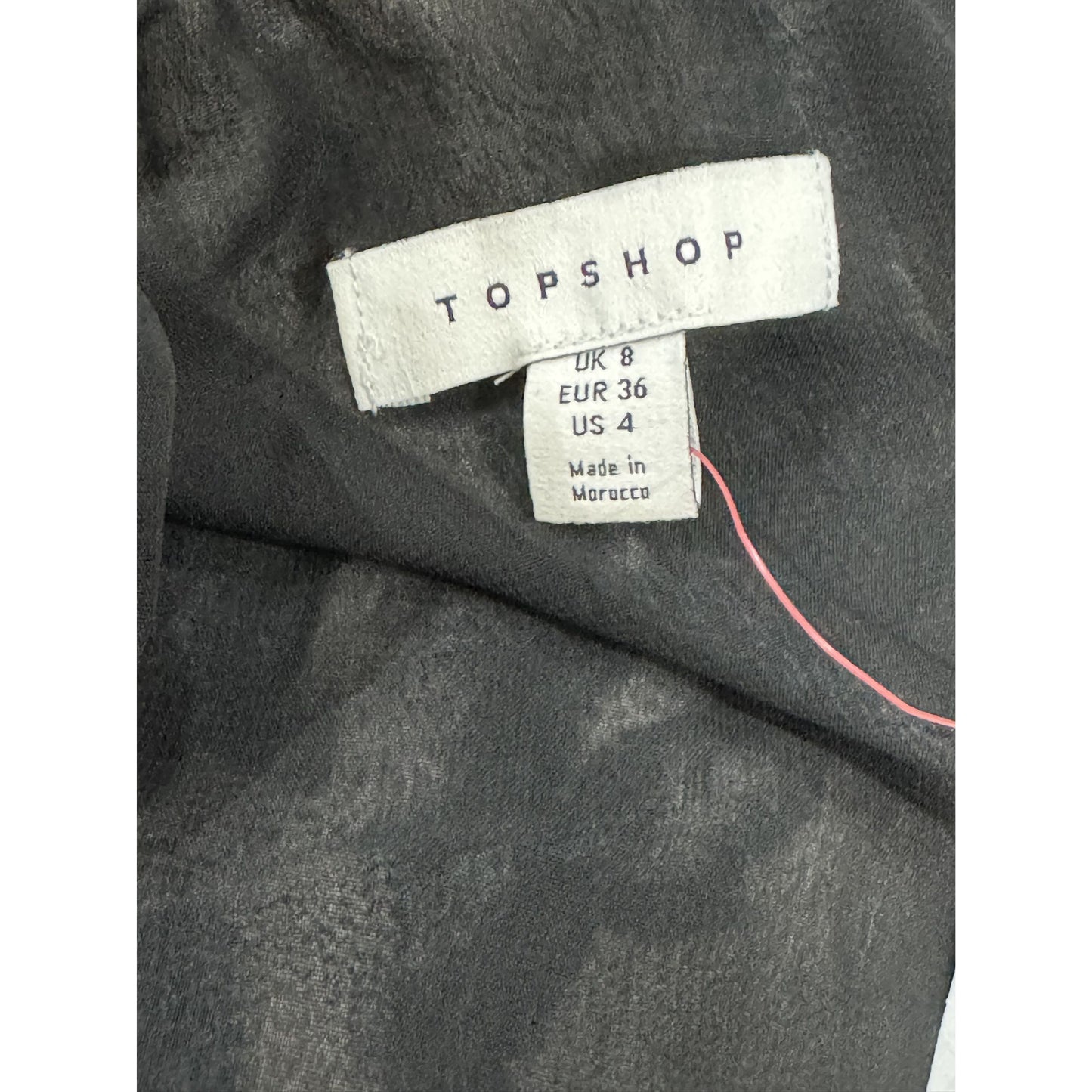 Topshop Tie-Waist Black & White Abstract Mini Dress With Long Sleeves - US 4