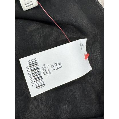 Topshop Tie-Waist Black & White Abstract Mini Dress With Long Sleeves - US 4