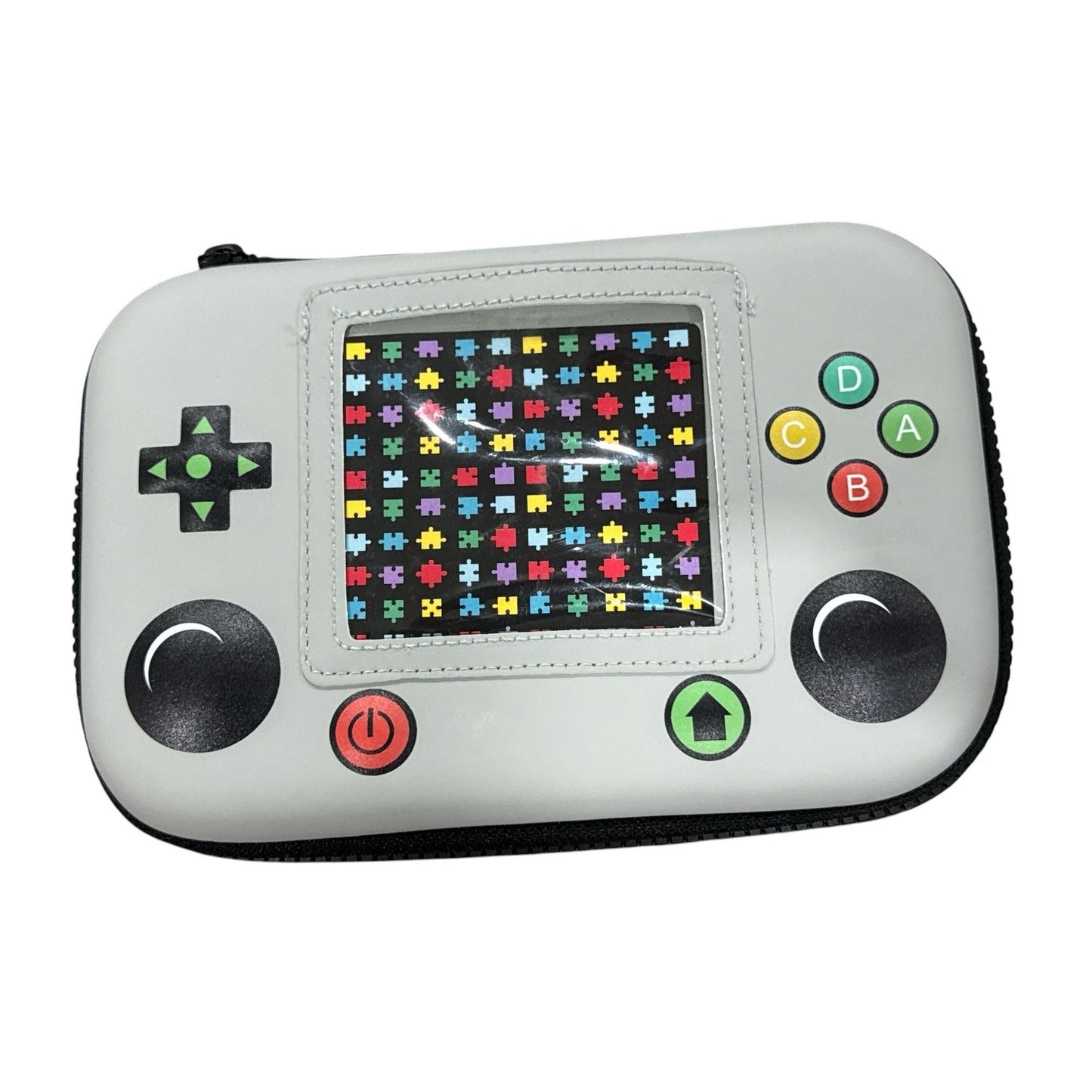 Video Game Controller Shape Pencil Case Zip Up Gray