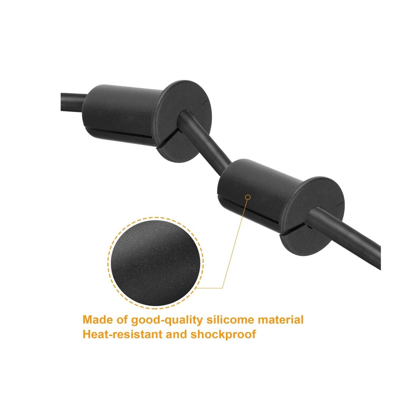 Cable Grommet Bushings Silicone Heat Resistant Shockproof Black Set Of 4