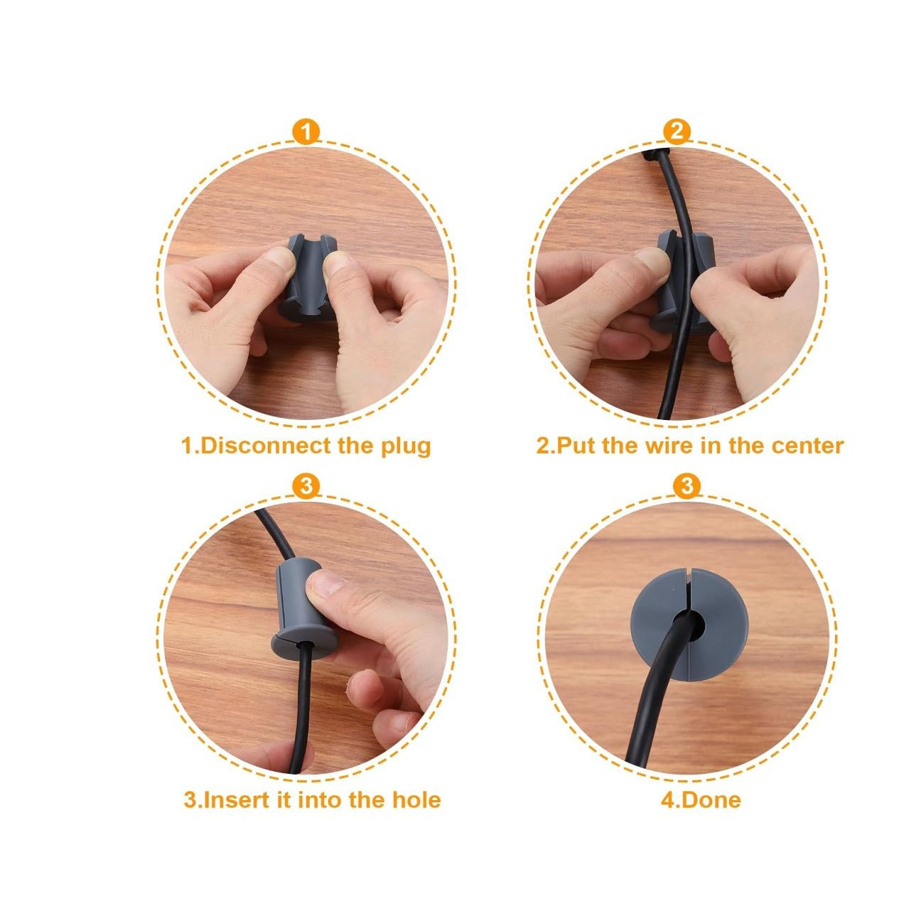 Cable Grommet Bushings Silicone Heat Resistant Shockproof Black Set Of 4