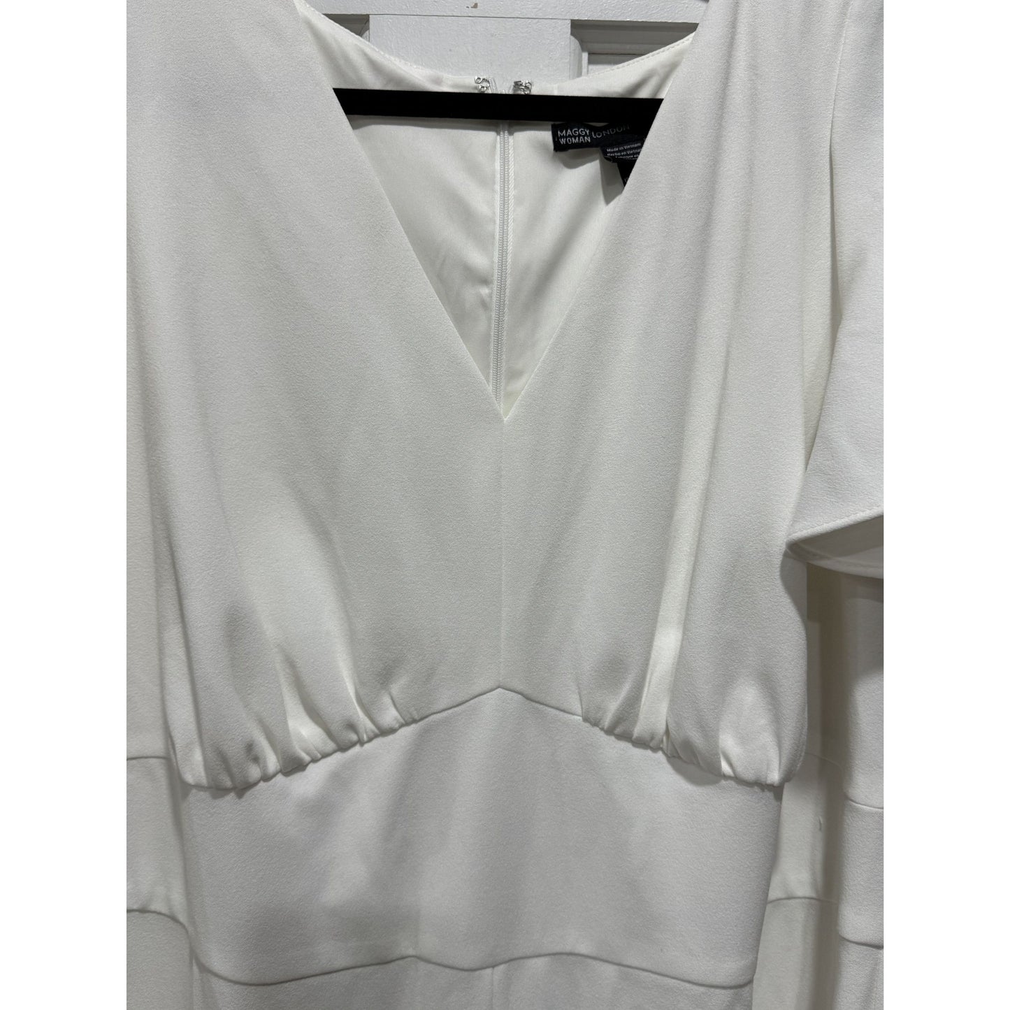 Maggy London Women's White Flutter Sleeve Wide-Leg Jumpsuit Size 18W