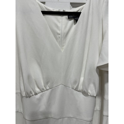 Maggy London Women's White Flutter Sleeve Wide-Leg Jumpsuit Size 18W
