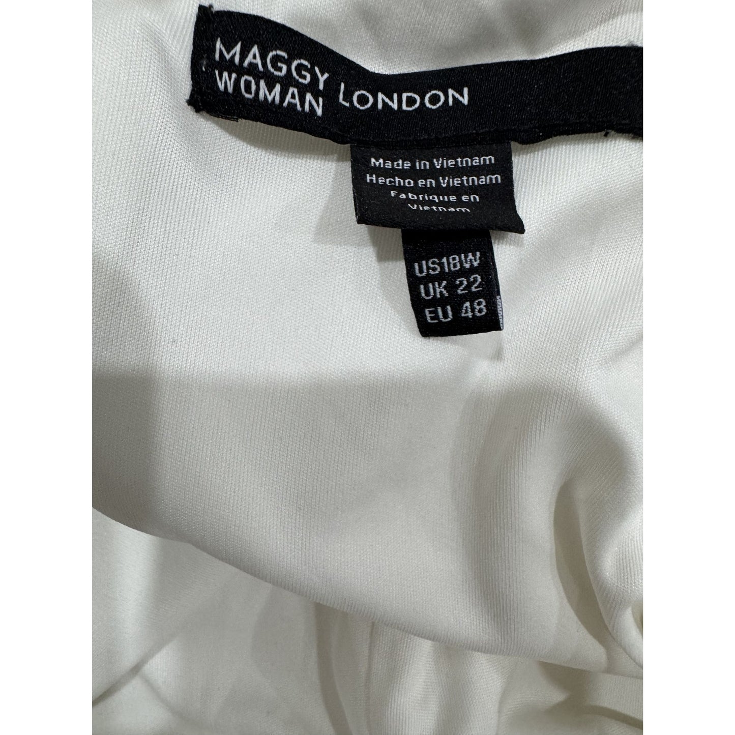 Maggy London Women's White Flutter Sleeve Wide-Leg Jumpsuit Size 18W